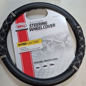 Bell Automotive Black Quilted Bling Steering Wheel Cover - New